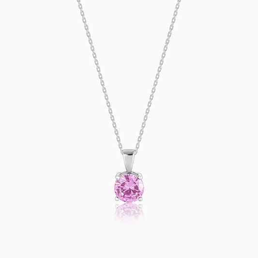 Silver Gracious Pink Pendant with Link Chain