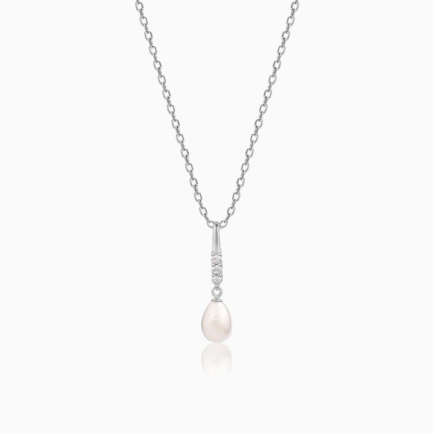 Anushka Sharma Silver Drop of Pearl Pendant with Link Chain