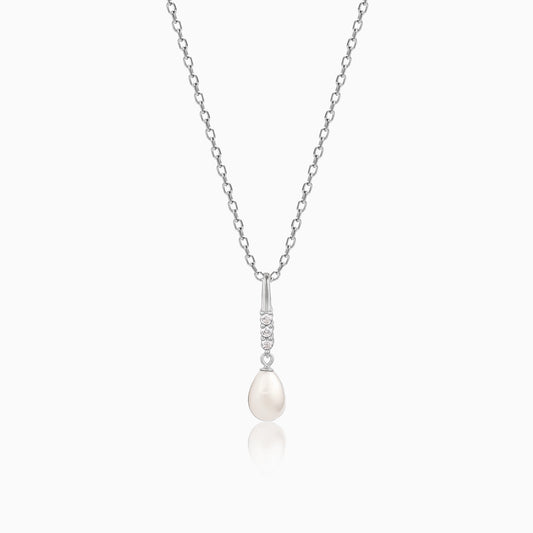 Anushka Sharma Silver Drop of Pearl Pendant with Link Chain