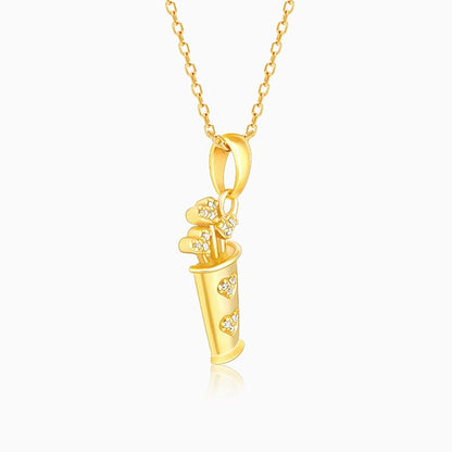 Golden Cupid's Quiver Pendant with Link Chain