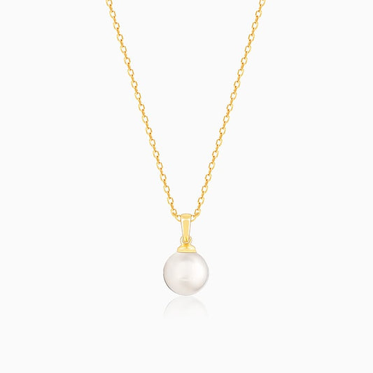 Golden Classic Pearl Pendant With Link Chain