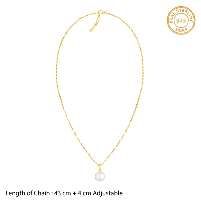 Golden Classic Pearl Pendant With Link Chain