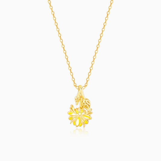 Golden Brilliant Brahma Kamal Pendant with Link  Chain