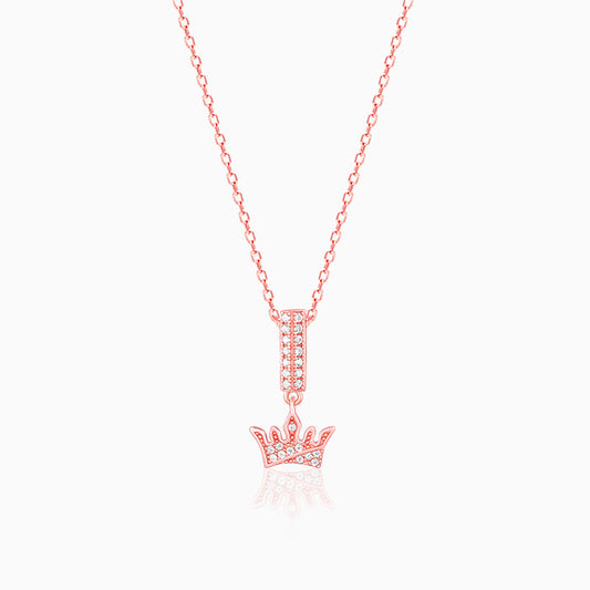 Rose Gold Crown Pendant with Link Chain