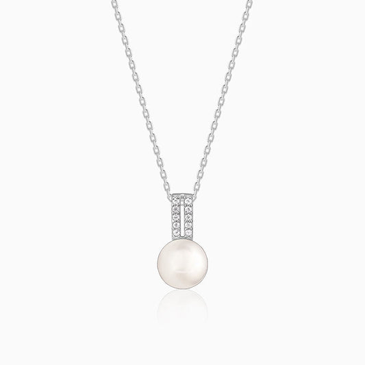 Silver Fall Pearl Pendant With Link Chain