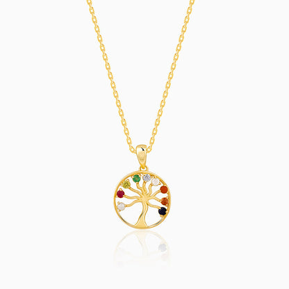 Golden Tree of Life Pendant With Link Chain