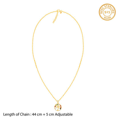 Golden Tree of Life Pendant With Link Chain