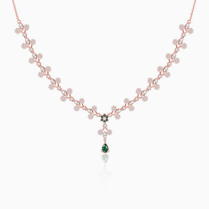 Rose Gold Regal Emerald Drop Necklace