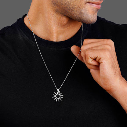 Silver Sunny Side Pendant With Link Chain For Him