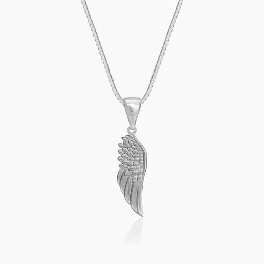 Silver Bold Wing Pendant With Box Chain For Him