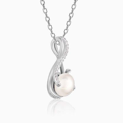 Silver Loop Pearl Pendant With Link Chain