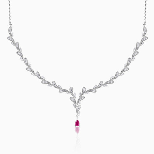 Silver Ruby Detail Necklace