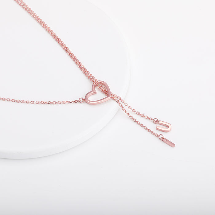 Rose Gold U&I Heart Necklace