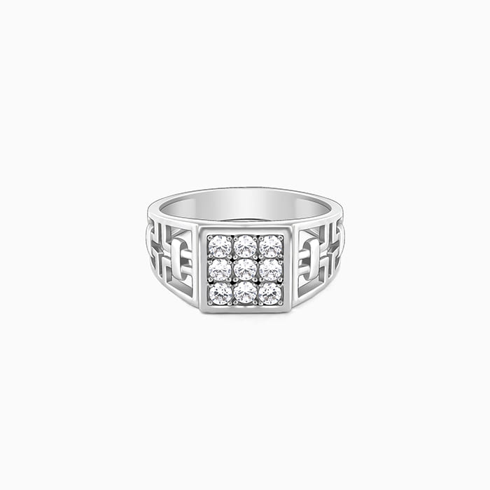 Silver Matrix Cross Ring For Him