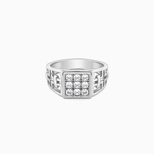 Silver Matrix Cross Ring For Him