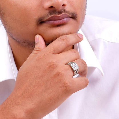 Silver Matrix Cross Ring For Him