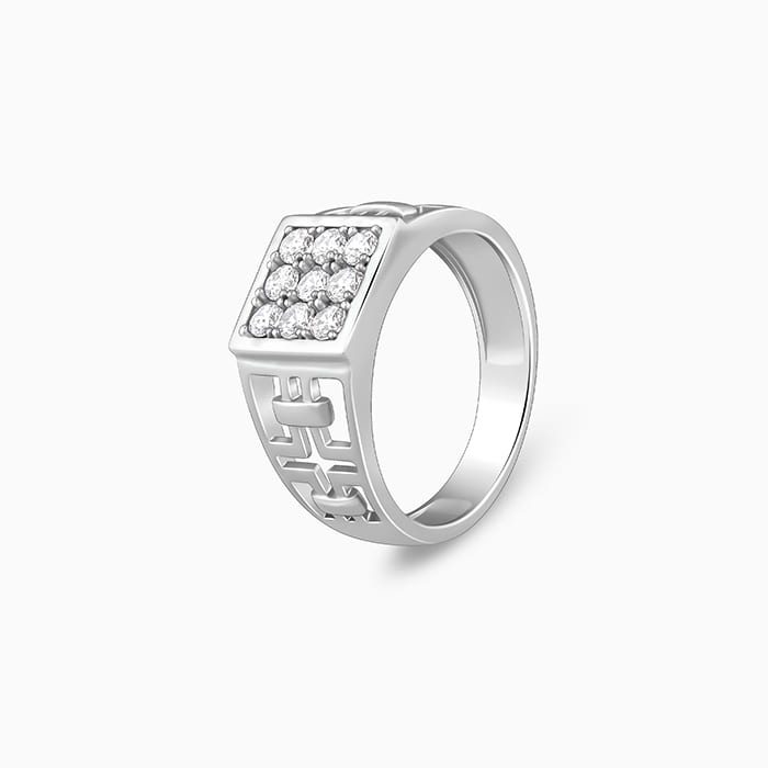 Silver Matrix Cross Ring For Him