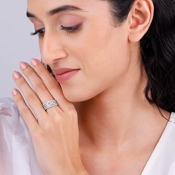 Silver Stacked Shine Ring