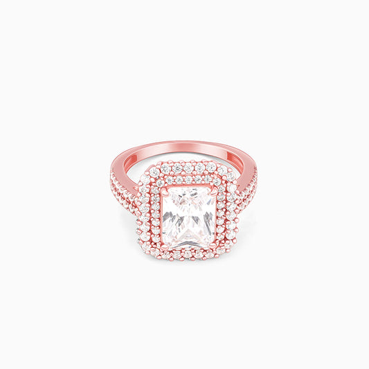 Rose Gold Cubic Solitaire Statement Ring