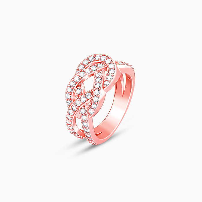 Rose Gold Zircon Studded Celtic Knot Ring