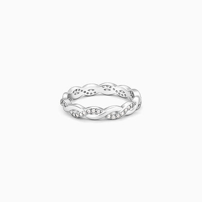 Silver Zircon Wave Entwined Ring