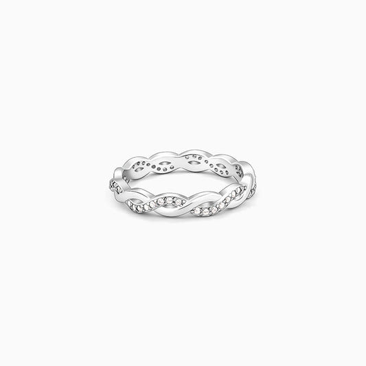 Silver Zircon Wave Entwined Ring