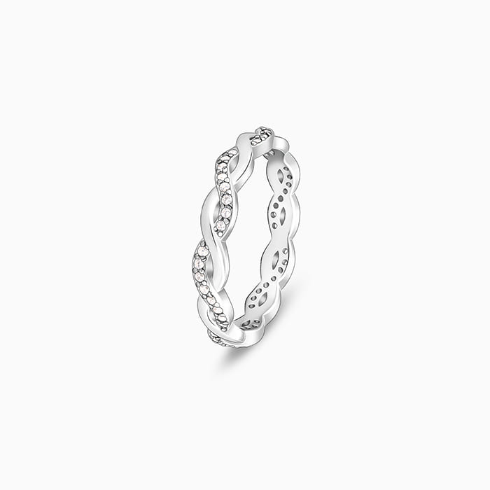 Silver Zircon Wave Entwined Ring