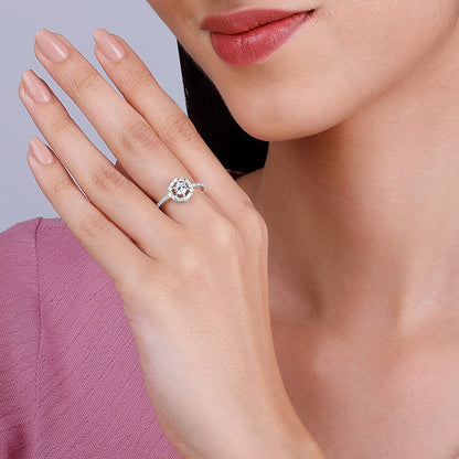 Silver Zirconia Hexagon Ring