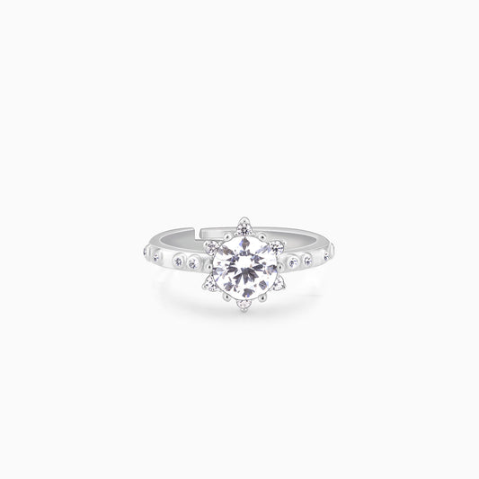 Silver Zircon Flower Rennaissance Ring