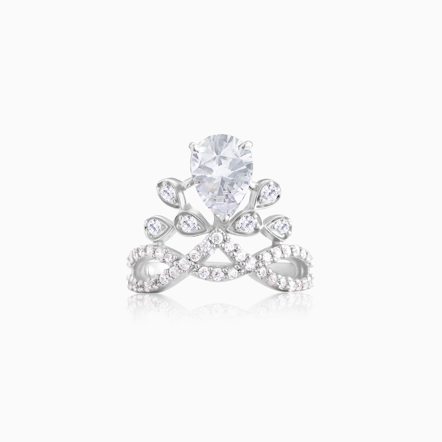 Silver Zircon Crowning Glory Ring