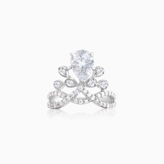 Silver Zircon Crowning Glory Ring