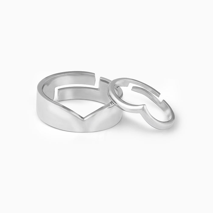 Silver Falling In Love Couple Rings