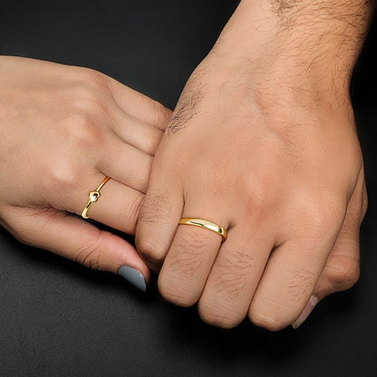 Golden Rise In Love Couple Rings