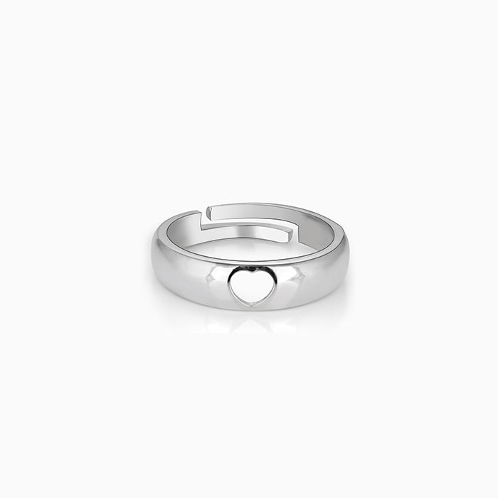 Silver Hollow Heart Ring