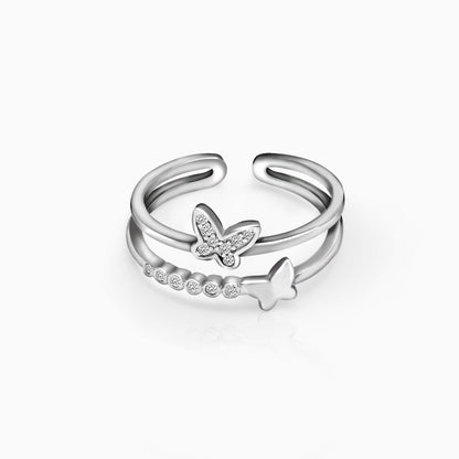 Silver Layered Butterfly Ring