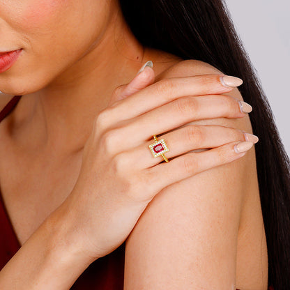 Anushka Sharma Golden Royal Pink Ring