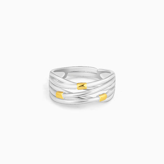 Silver and Golden Weave Ring