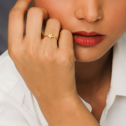 Golden Small Flower Ring