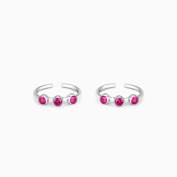 Silver Precious Pink Toe Rings