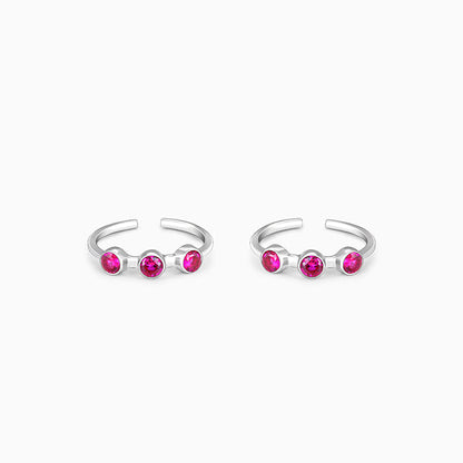 Silver Precious Pink Toe Rings