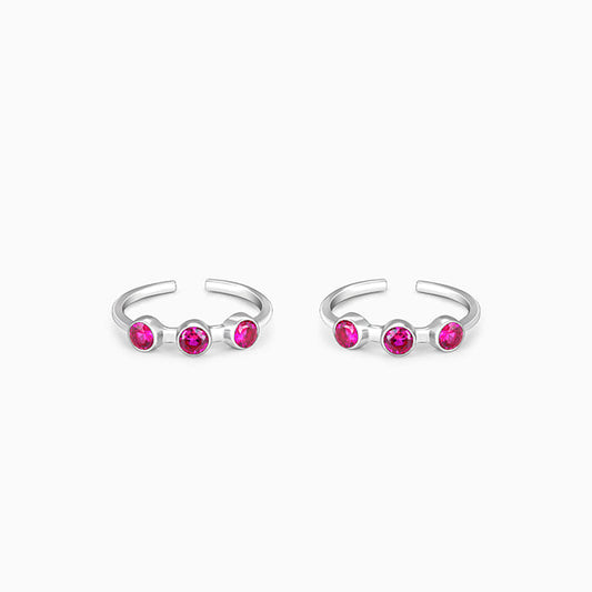 Silver Precious Pink Toe Rings