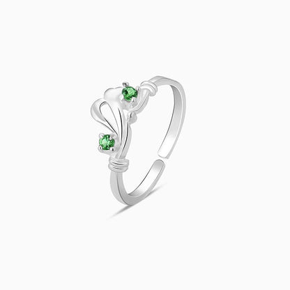 Silver Graceful Emerald Toe Rings