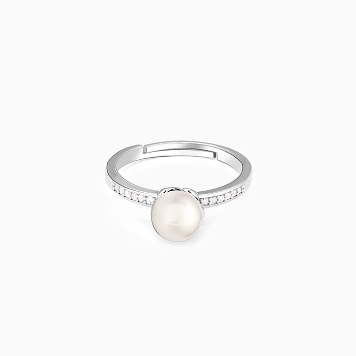 Silver Pearl Flower Ring