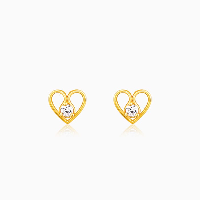 Golden Zircon Studded Heart Earrings