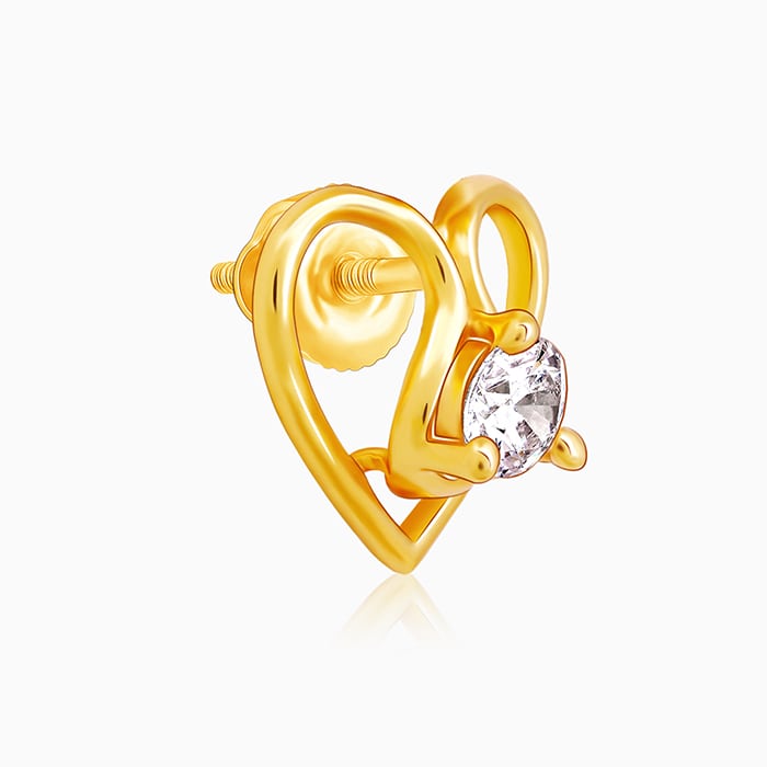 Golden Zircon Studded Heart Earrings