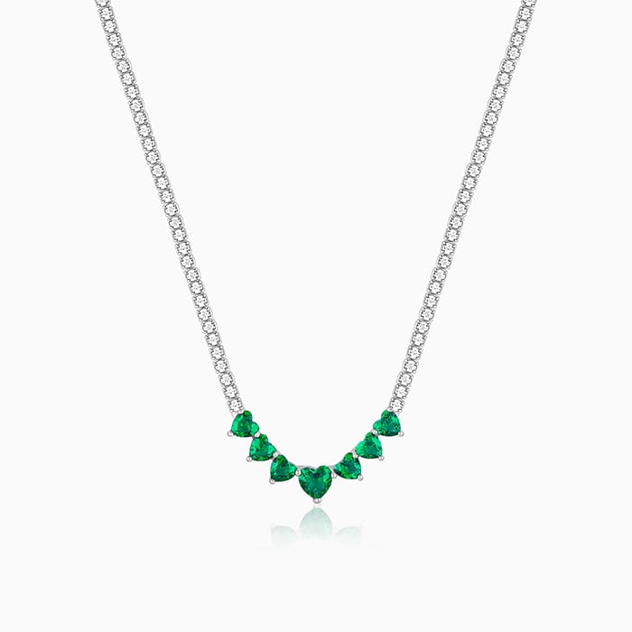 Silver Green Heart Necklace