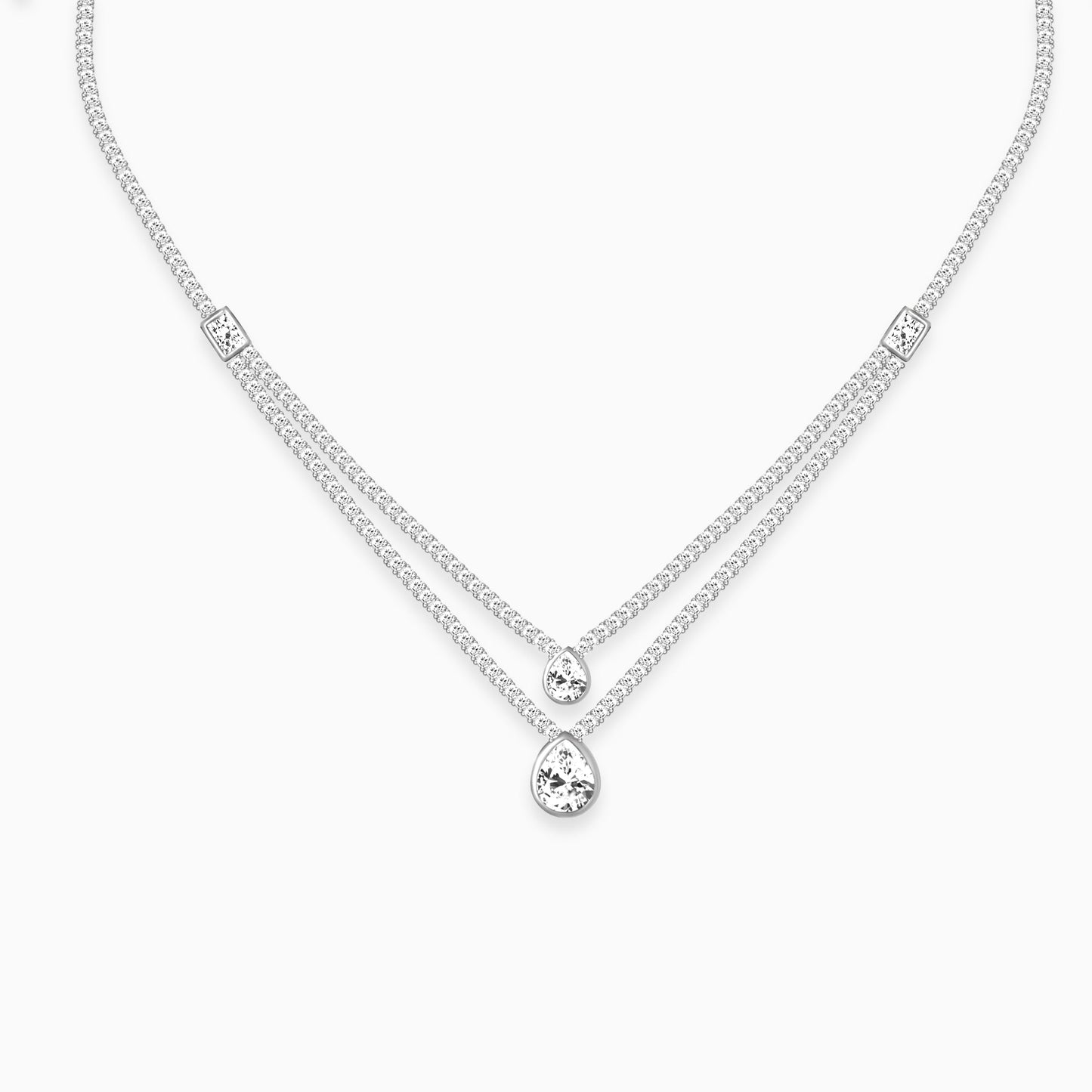 Anushka Sharma Silver Layered Drop necklace
