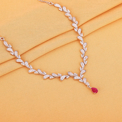 Silver Ruby Detail Necklace