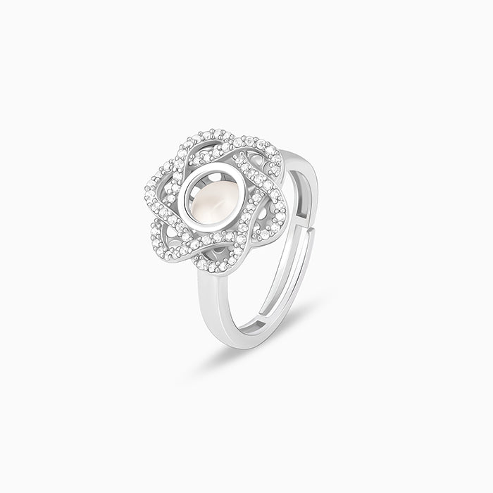 Silver Knotted Pearl Ring