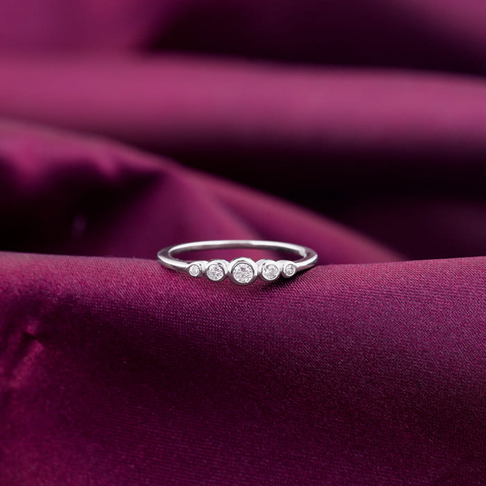 Silver Zircon Penta Glow Ring